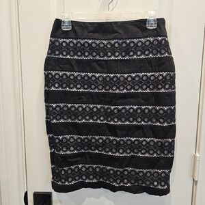 White House Black Market Striped Lace Pencil Skirt